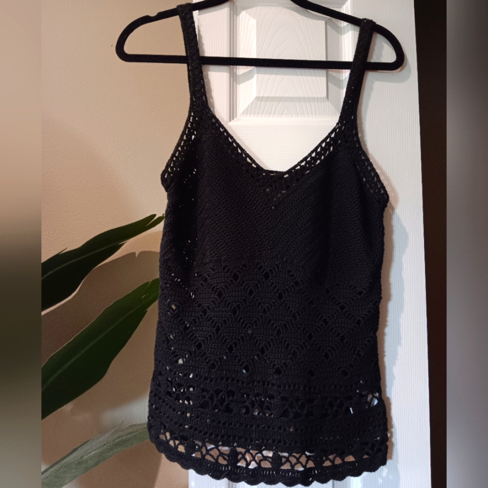Michael Kors black crochet tank